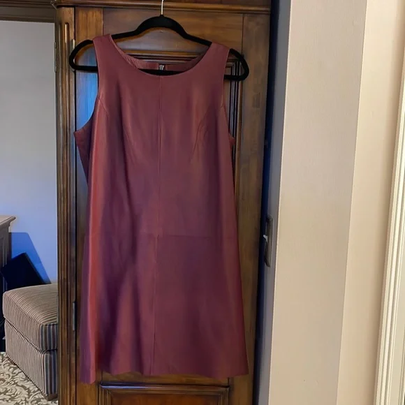 caramel leather dress Addison Camel Leather Cinched Mini Dress main image 1